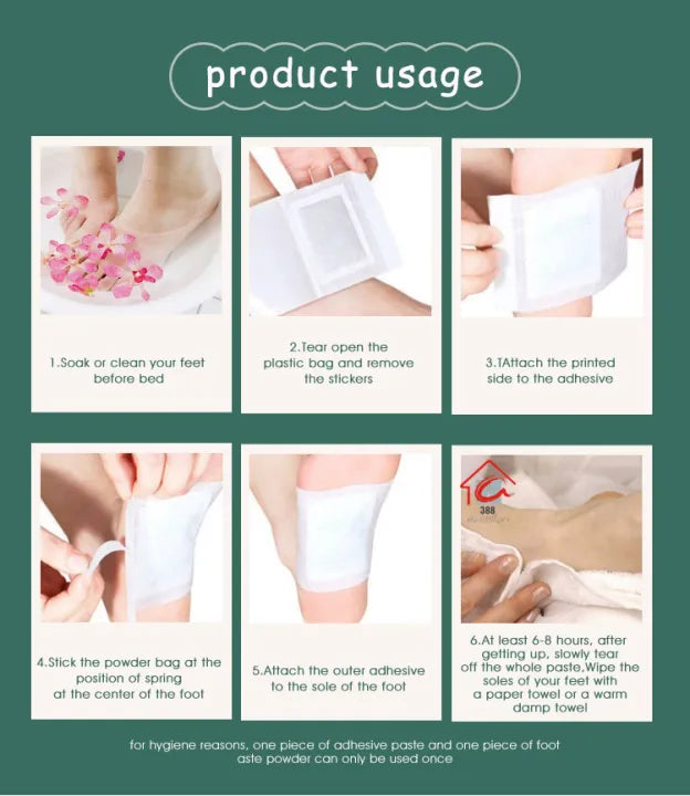 BUY 1 PACK GET 1 FREE 100% Merbal & Gentle Ingredient Detox Foot Pads (1 BOX = 20 PATCHES)