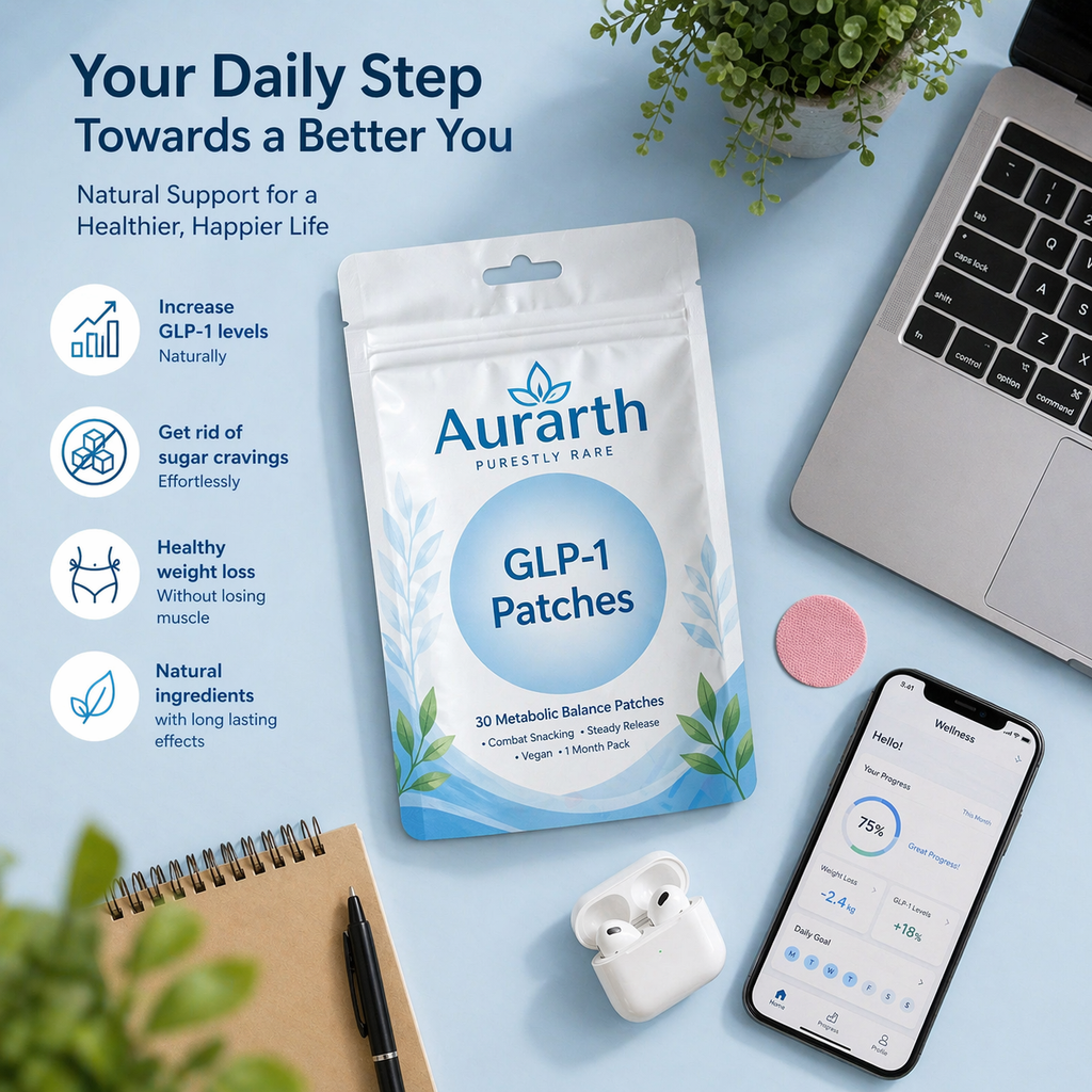 Aurarth GLP-1 Weight Loss Patches for Appetite Control, Craving Reduction & Metabolism Support (30 Patch Pack)